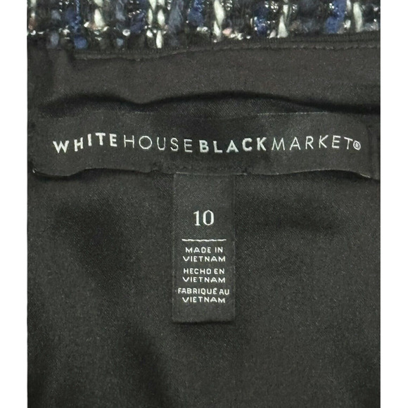 WHITE HOUSE BLACK MARKET Wool Blend Tweed Pencil Skirt Metallic Career Black 10 - Picture 11 of 14